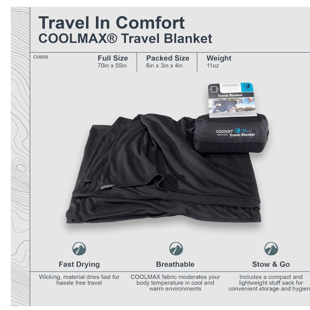 cocoon - Premium - Coolmax - Travel Blanket - Black